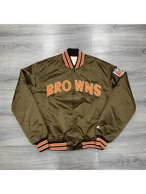 Vintage 90S Starter Cleveland Browns Satin Jacket XL RARE MENS BROWN PRO LINE